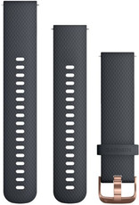 Garmin каишка за бързо освобождаване 20 мм, силиконова, графитено синя, катарама от розово злато (Venu, Venu Sq, Venu 2 plus и др.) + удължена част