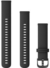 Силиконова каишка Garmin 18 mm (за Venu 2S, Vívoactive 4S, Vívomove 3S), черна, Quick Release, + удължена част, 010-12932-01