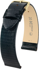 Черна кожена каишка Hirsch Lizard L 01766050-1 (кожа гущер)