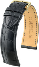Черна кожена каишка Hirsch Genuine Alligator M10200759-1 (алигаторска кожа)