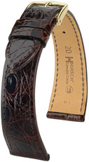 Кожена каишка Hirsch Genuine Croco M 18800810OE-1, кафява, крокодилска кожа, open end (за фиксирани щифтове), дължина M, Quick Release