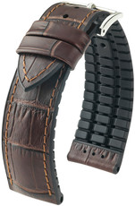 Кожена каишка Hirsch Paul M 0925028110-2, кафява, телешка кожа/натурален каучук, дължина M, Quick Release