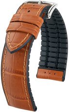 Кожена каишка Hirsch Paul M 0925028175-2, кафява, телешка кожа/натурален каучук, дължина M, Quick Release