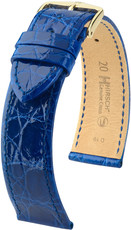 Синя кожена каишка Hirsch Genuine Croco M 18900885-1 (крокодилска кожа)