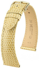 Кожена каишка Hirsch London L 04266090-1, бежова, от гущерска кожа, дължина L, Quick Release