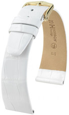 Кожена каишка Hirsch Prestige M 02307100-1, бяла, алигаторска кожа, дължина M, Quick Release