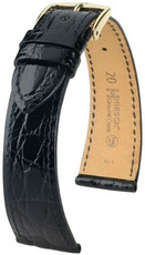 Черна кожена каишка Hirsch Genuine Croco L 01808050-1 (крокодилска кожа)