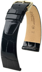 Черна кожена каишка Hirsch Prestige L 02207050-1 (алигаторска кожа) Hirsch Selection