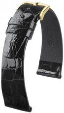 Черна кожена каишка Hirsch Prestige M 02208150-1 (крокодилска кожа)