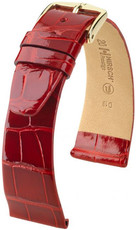 Кожена каишка Hirsch Prestige M 02307120-1, червена, алигаторска кожа, дължина M, Quick Release