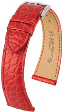 Червена кожена каишка Hirsch Regent L 04107029-2 (алигаторска кожа) Hirsch Selection