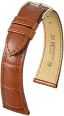 Кожена каишка Hirsch London M 04207179-1, кафява, алигаторска кожа, дължина M, Quick Release