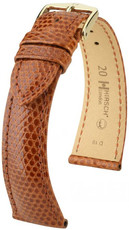 Кожена каишка Hirsch London M 04266170-1, кафява, от гущерска кожа, дължина M, Quick Release