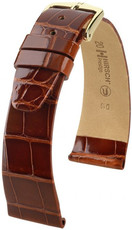 Кожена каишка Hirsch Prestige M 02207170-1, кафява, алигаторска кожа, дължина M, Quick Release