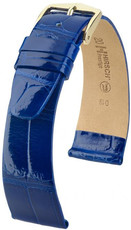 Кожена каишка Hirsch Prestige M 02207182-1, синя, алигаторска кожа, дължина M, Quick Release