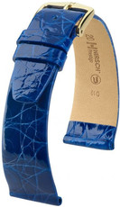 Кожена каишка Hirsch Prestige M 02208185-1, синя, крокодилска кожа, дължина M, Quick Release