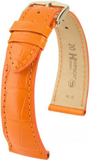 Кожена каишка Hirsch London M 04207176-1, оранжева, алигаторска кожа, дължина M, Quick Release