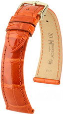 Кожена каишка Hirsch London M 04207177-1, оранжева, алигаторска кожа, дължина M, Quick Release
