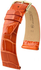 Кожена каишка Hirsch Prestige M 02207177-1, оранжева, алигаторска кожа, дължина M, Quick Release