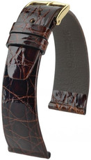 Тъмнокафява кожена каишка Hirsch Prestige L 02208010-1 (крокодилска кожа)
