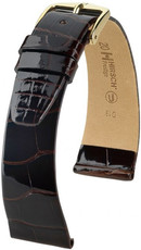 Кожена каишка Hirsch Prestige M 02307110-1, кафява, алигаторска кожа, дължина M, Quick Release