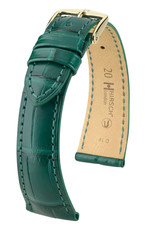 Кожена каишка Hirsch London L 04307049-1, зелена, от алигаторска кожа, дължина L, Quick Release