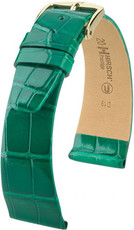 Кожена каишка Hirsch Prestige M 02207140-1, зелена, алигаторска кожа, дължина M, Quick Release