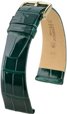 Кожена каишка Hirsch Prestige M 02207141-1, зелена, алигаторска кожа, дължина M, Quick Release