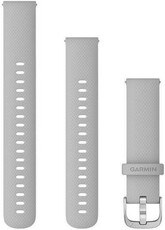 Каишка Garmin Quick Release 18 мм, силиконова, светлосива, сребърна катарама (Venu 2S, Vívoactive 4S, Vívomove 3S) + удължител