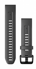 Каишка Garmin QuickFit 20 мм, силиконова, графитено сива, черна катарама (Fenix 7S/6S/5S)