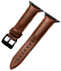 Каишка за Apple Watch, кожена, кафява, черна катарама (корпуси 42/44/45 мм)