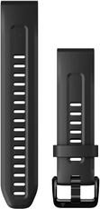 Garmin QuickFit каишка 20 мм, силиконова, черна, черна катарама (Fenix 7S/6S/5S)