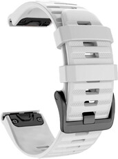 QuickFit каишка 20 мм, силиконова, бяла, черна катарама (Garmin Fenix 7S/6S/5S)