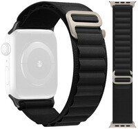 Каишка за Apple Watch, текстилна, черна (за корпуси 42/44/45/49 мм)