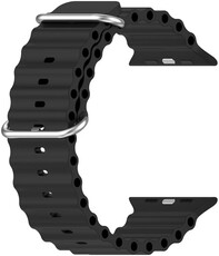 Каишка за Apple Watch, силиконова, черна (за корпуси 42/44/45/49 мм)