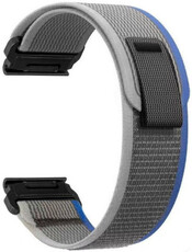 QuickFit каишка 22 мм, найлон, синьо-сива, велкро (Garmin Fenix 7/6/5, Epix 2, MARQ 2 и др.)