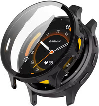 Защитен капак за Garmin Venu 3, пластмасов, черен + стъкло