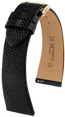 Кожена каишка Hirsch Lizard M 01866150-1, черна, гущерова кожа