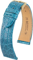 Кожена каишка Hirsch Genuine Croco 18900883-7, синьо, крокодилска кожа, Quick Release