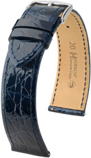 Кожена каишка Hirsch Genuine Croco L 18920880-2, синя, крокодилска кожа, дължина L, Quick Release