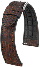 Каишка от имитираща кожа Hirsch Bark 0935045115-2, кафяв, Quick Release