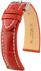 Кожена каишка Hirsch Capitano L 04807029-2, червена, алигаторска кожа, дължина L, бързо освобождаване