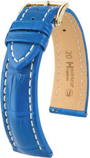 Кожена каишка Hirsch Capitano L 04807085-1, синя, алигаторска кожа, дължина L, бързо освобождаване