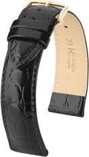 Кожена каишка Hirsch Crocograin 12302850NQ-1, черен, телешка