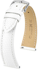 Кожена каишка Hirsch London L 04366000-2, бяла, гущерска кожа, дължина L, Quick Release