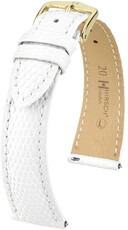 Кожена каишка Hirsch London L 04366000-7, бяла, кожа от гущер, дължина L, Quick Release