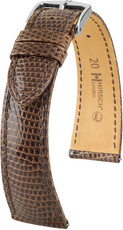 Кожена каишка Hirsch London L 04366010-2, кафява, гущерска кожа, дължина L, бързо освобождаване