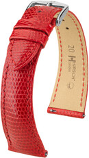 Кожена каишка Hirsch London L 04366020-2, червена, гущерска кожа, дължина L, бързо освобождаване