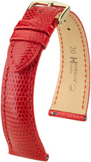 Кожена каишка Hirsch London L 04366020-7, червена, гущерска кожа, дължина L, бързо освобождаване