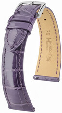 Кожена каишка Hirsch London L 04307084-2, лилав, алигаторска кожа, дължина L, Quick Release